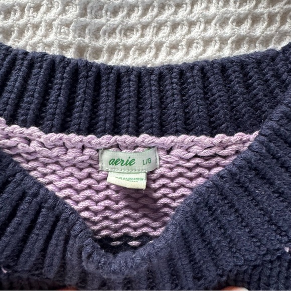 PURPLE STRIPED AERIE SWEATER - Picture 2 of 3